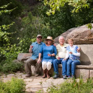 2017 Santa Barbara Beer Garden Event, guests at the Canpbell Bench