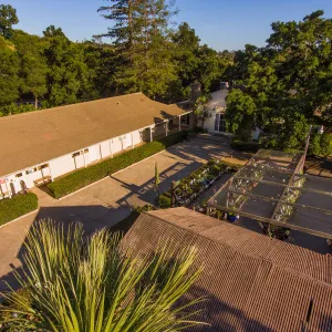 Aerial view of North Wing, Courtyard, Blaksley Library and Garden Growers Nursery