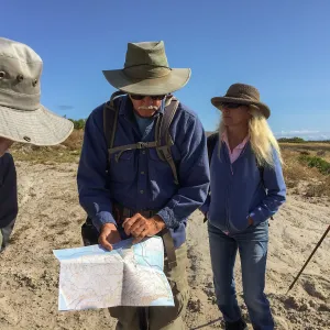 Santa Rosa Island Trip, Steve Junak showing map to group