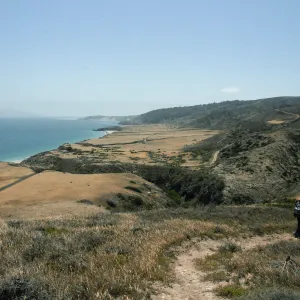 Santa Rosa Island Trip, Steve Junak and Kate Davis walk down Cherry Canyon Trail