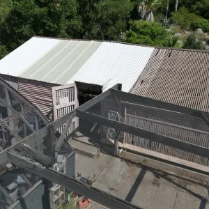 Garden Growers Lath House before start of repairs, southwest portion of roof