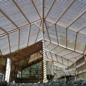 Garden Growers Lath House before start of repairs. Interior looking west.