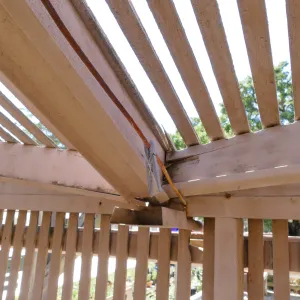 Garden Growers Lath House before start of repairs. Condensation drain system detail.