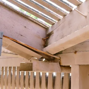Garden Growers Lath House before start of repairs. Condensation drain system detail.