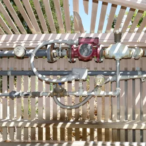 Garden Growers Lath House before start of repairs. Bed heating system.