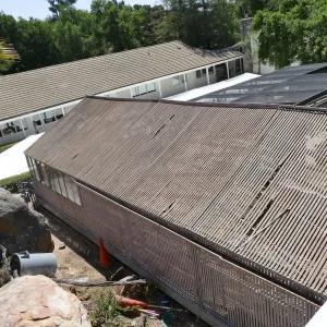 Garden Growers Lath House before start of repairs. Northeast side of roof.