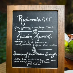 Garden to Table Dinner in the Redwoods 2017, bar menu