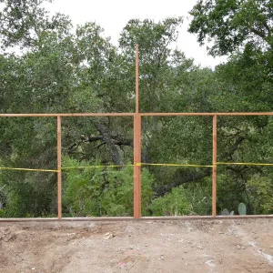 Garden Growers Lath House during repairs, looking west across interior