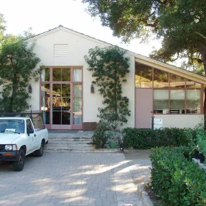 Blaksley Library, north face and courtyard