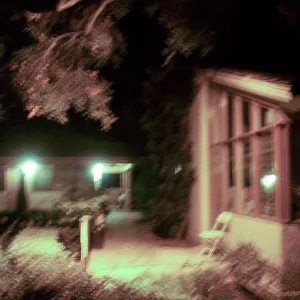 Blaksley Library and south end of North Wing at night