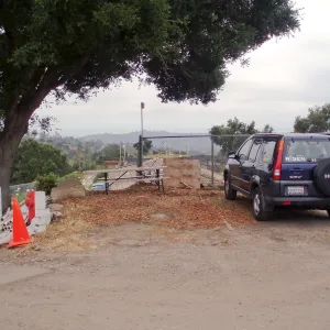 Pritzlaff Conservation Center story poles, view from upper parking area