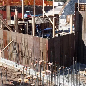 Pritzlaff Conservation Center construction, basement wall concrete forms