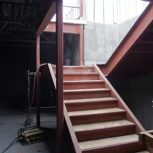 Pritzlaff Conservation Center construction, stairway in basement