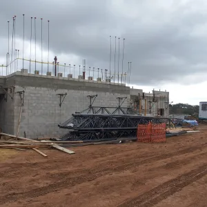 Pritzlaff Conservation Center construction, south end of west face, looking southeast