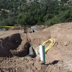 Pritzlaff Conservation Center construction, stormwater detention tank drain