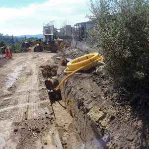 Pritzlaff Conservation Center construction, utility trench to Horticulture Unit