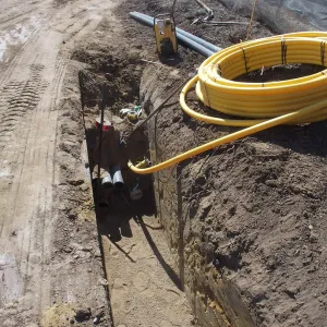 Pritzlaff Conservation Center construction, utility trench to Horticulture Unit