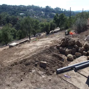 Pritzlaff Conservation Center construction, looking down east slope