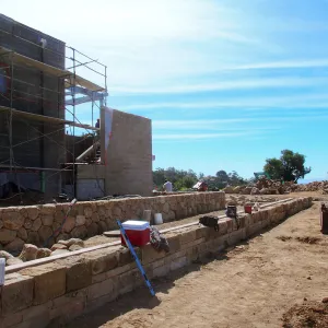 Pritzlaff Conservation Center construction, stone wall work