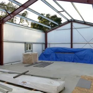 Horticulture Barn Construction, interior looking west