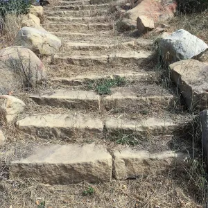 Before reconstruction of stairs down south slope of Island View Garden
