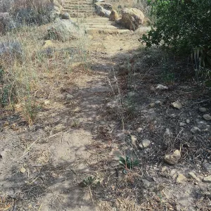 Before reconstruction of stairs down south slope of Island View Garden