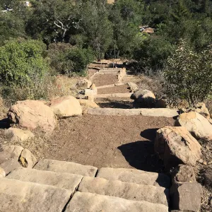Reconstructed stairs down south slope of Island View Garden