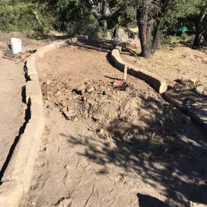 Reconstructed stairs down south slope of Island View Garden