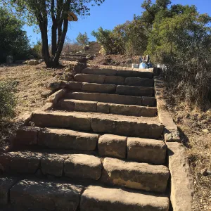 Reconstructed stairs down south slope of Island View Garden