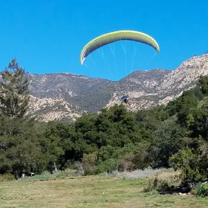 Hang glider landing in Meadow