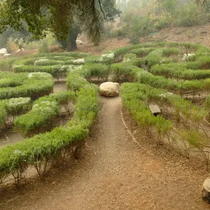Centennial Maze in smoke from Thomas Fire