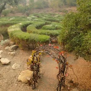 Centennial Maze in smoke from Thomas Fire