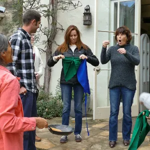 Pancake Day 2018, Team Michele preparing to race against Team Michelle
