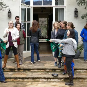 Pancake Day 2018, Team Michele preparing to race against Team Michelle