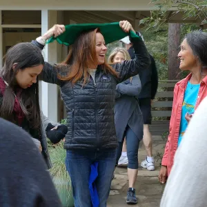 Pancake Day 2018, Team Michele preparing to race against Team Michelle