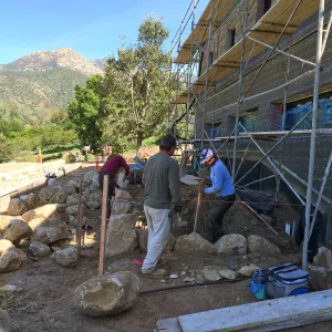Planter wall construction at the Pritzlaff Conservation Center
