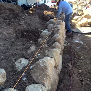 Planter wall construction at the Pritzlaff Conservation Center