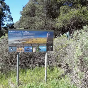 SBBG Staff field trip to Santa Cruz Island, Welcome to Santa Cruz Island sign