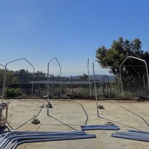 metal framework for new shade structure at the Hort Unit, panorama