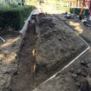 New irrigation water lines in Courtyard