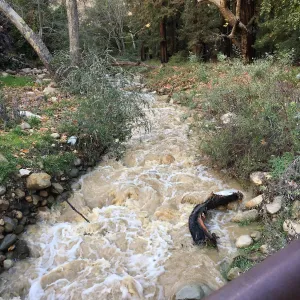 winter storm water, Mission Creek just above Mission Dam