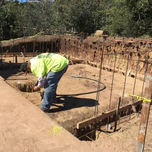 Construction of soil bins in upper parking lot