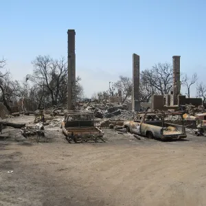 Remains of Gane/Lotterhos house after Jesusita fire