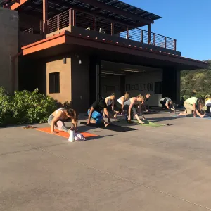Yoga in the Garden class taught by Michelle Rousseau