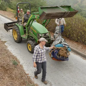 Moving a Lophocereus schottii cactus collected in 1996 from the canyard to the Island View Garden