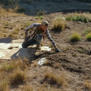 Dan Hite demonstrating sheet mulching