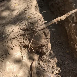 Rebuilding Pritchett Trail, Aqueduct exposed