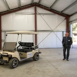 Steve Windhager in completed Hort Barn