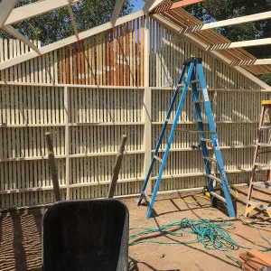 Lath house reconstruction, west wall