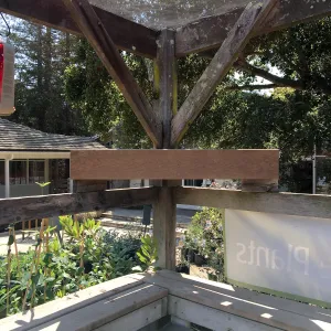 Repair of Garden Growers shade structure, looking southeast